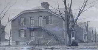 old photo of brick building
